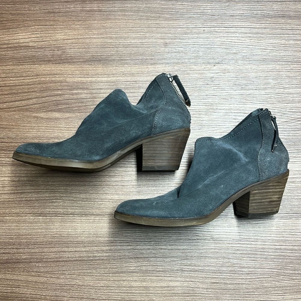 Gray faux suede booties